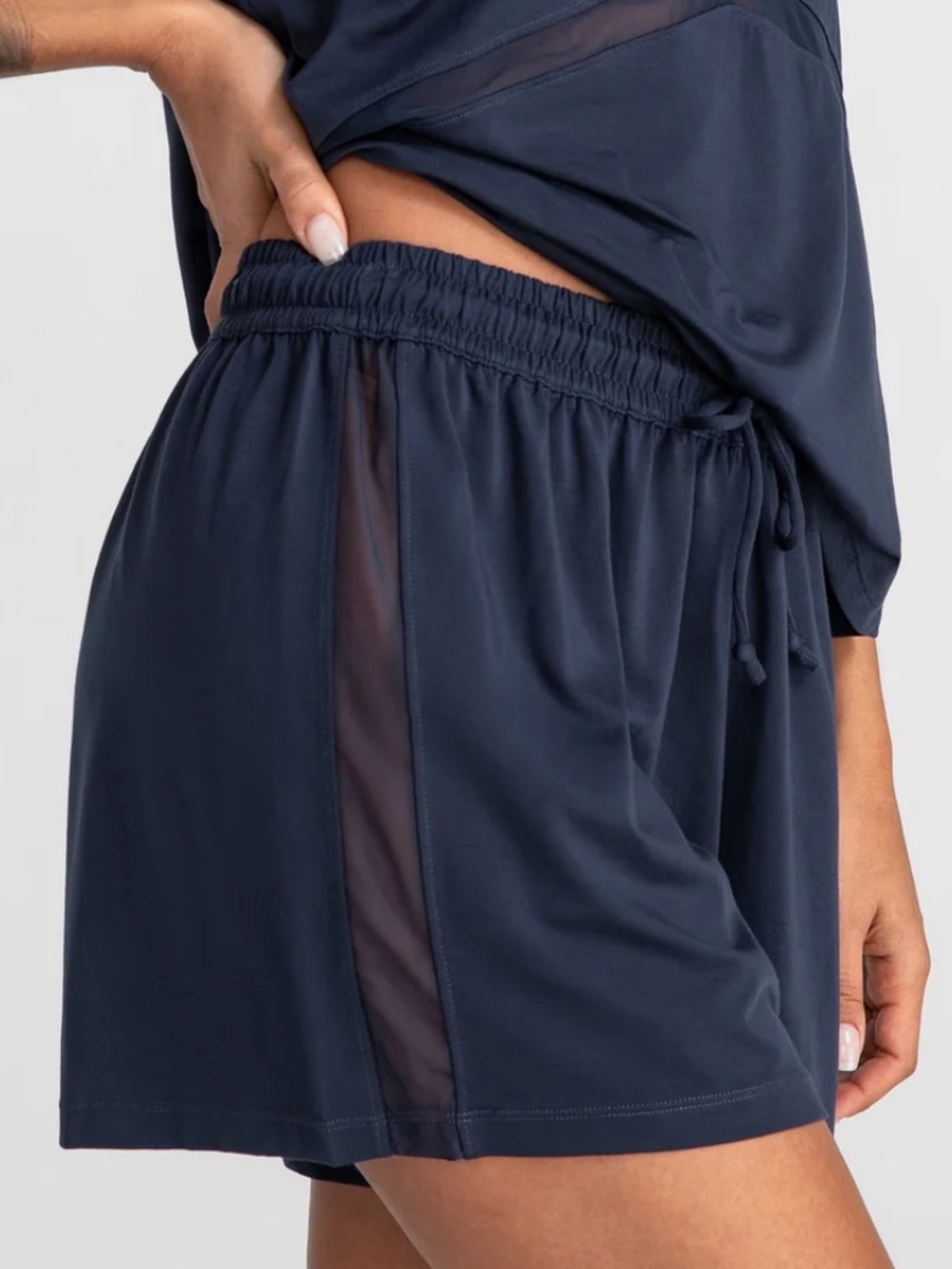 Honeylove Navy Mesh-Panel lounge Shorts NWT